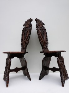 sgabello, chairs, antieke, Italiaanse, eikenhouten, stoelen, antico